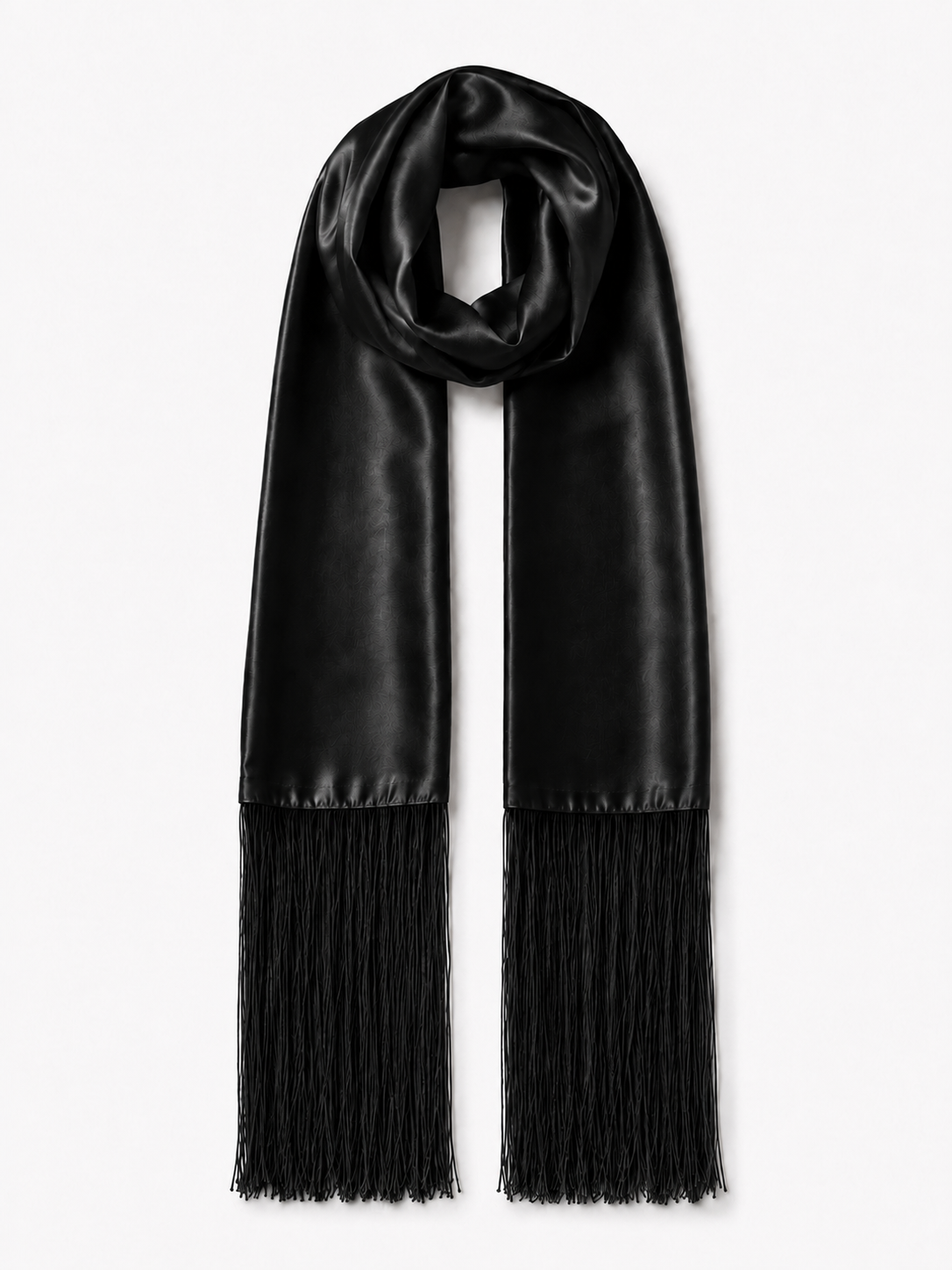 The Alina Silk Fringe Scarf 100% Silk - Black (Pre-Order, 4-5 Weeks)