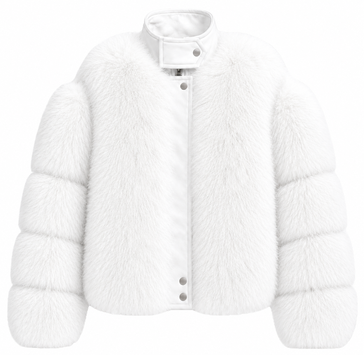 Leather & Faux Fur Bomber Jacket - White (Made to Order)