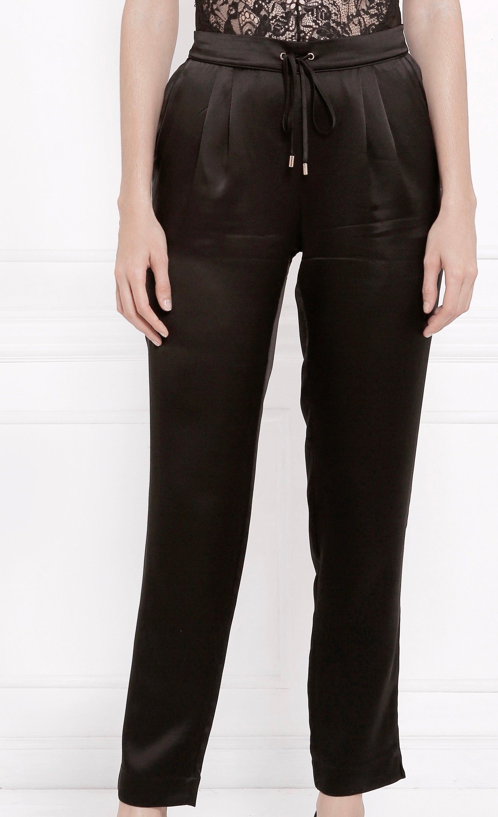 “Victoria” Silk Lounge Pants - Black