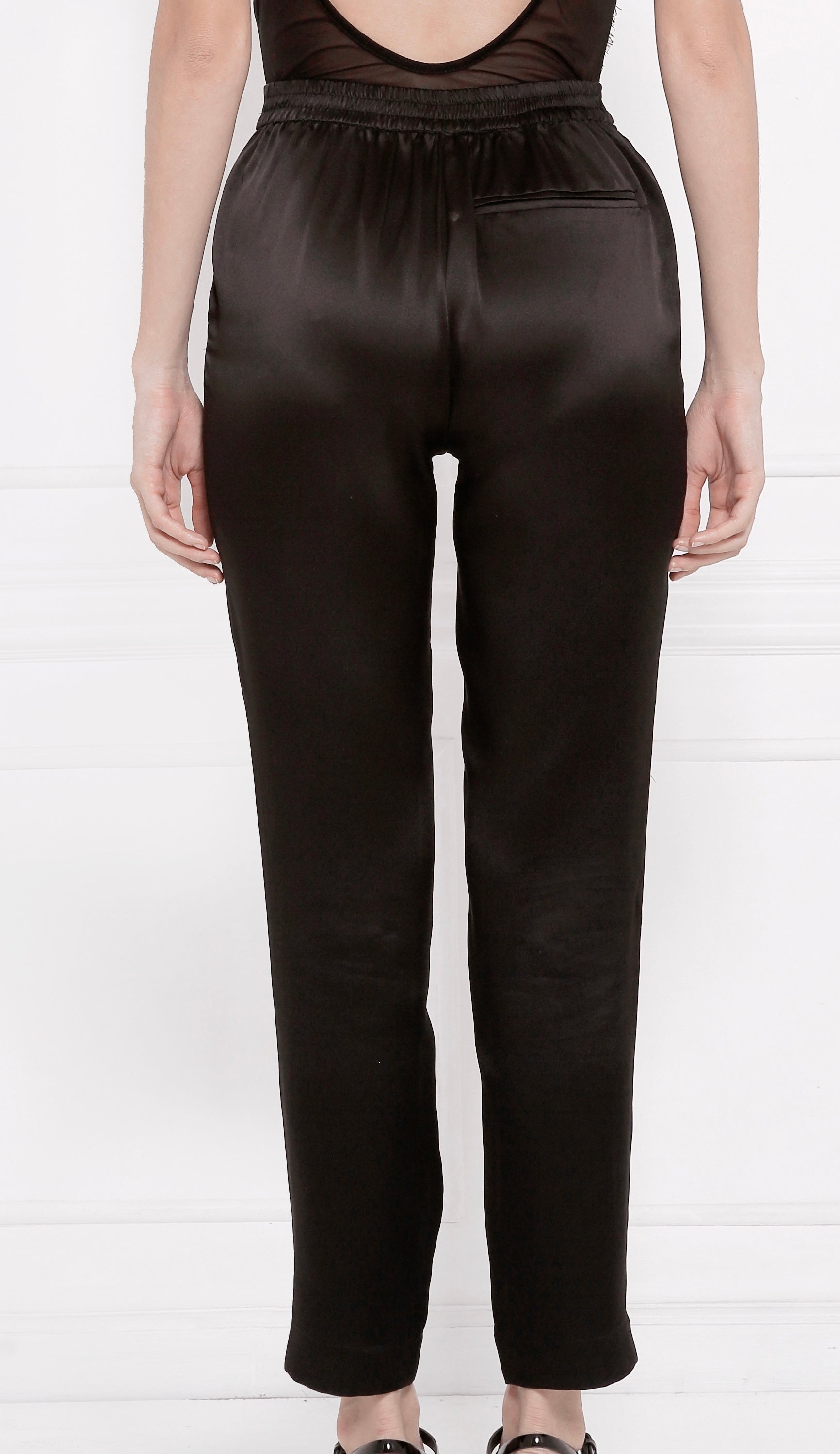 “Victoria” Silk Lounge Pants - Black