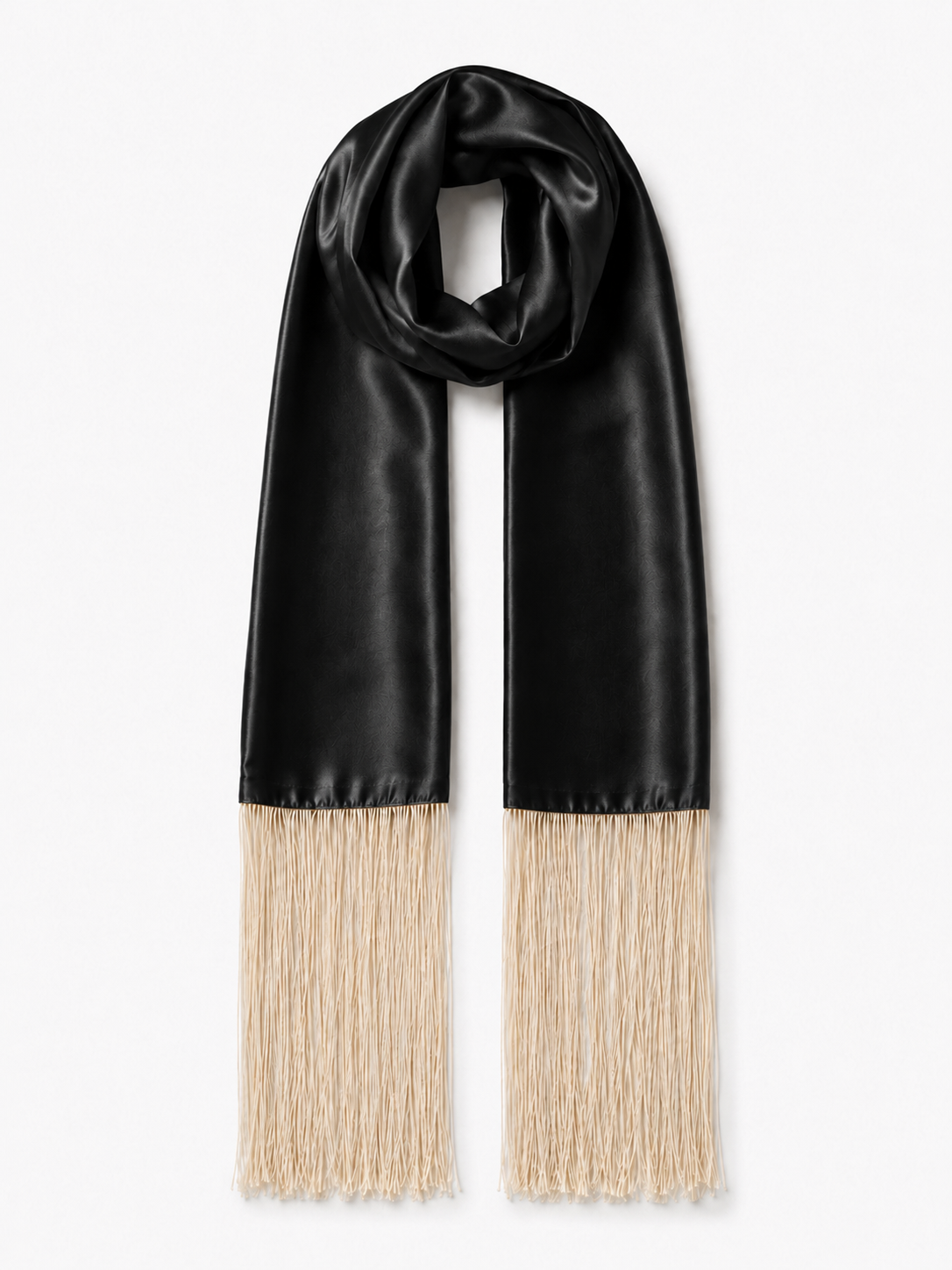 The Alina Silk Fringe Scarf 100% Silk -  Black & Champagne Gold (Pre-Order, 4-5 Weeks) (Copy)