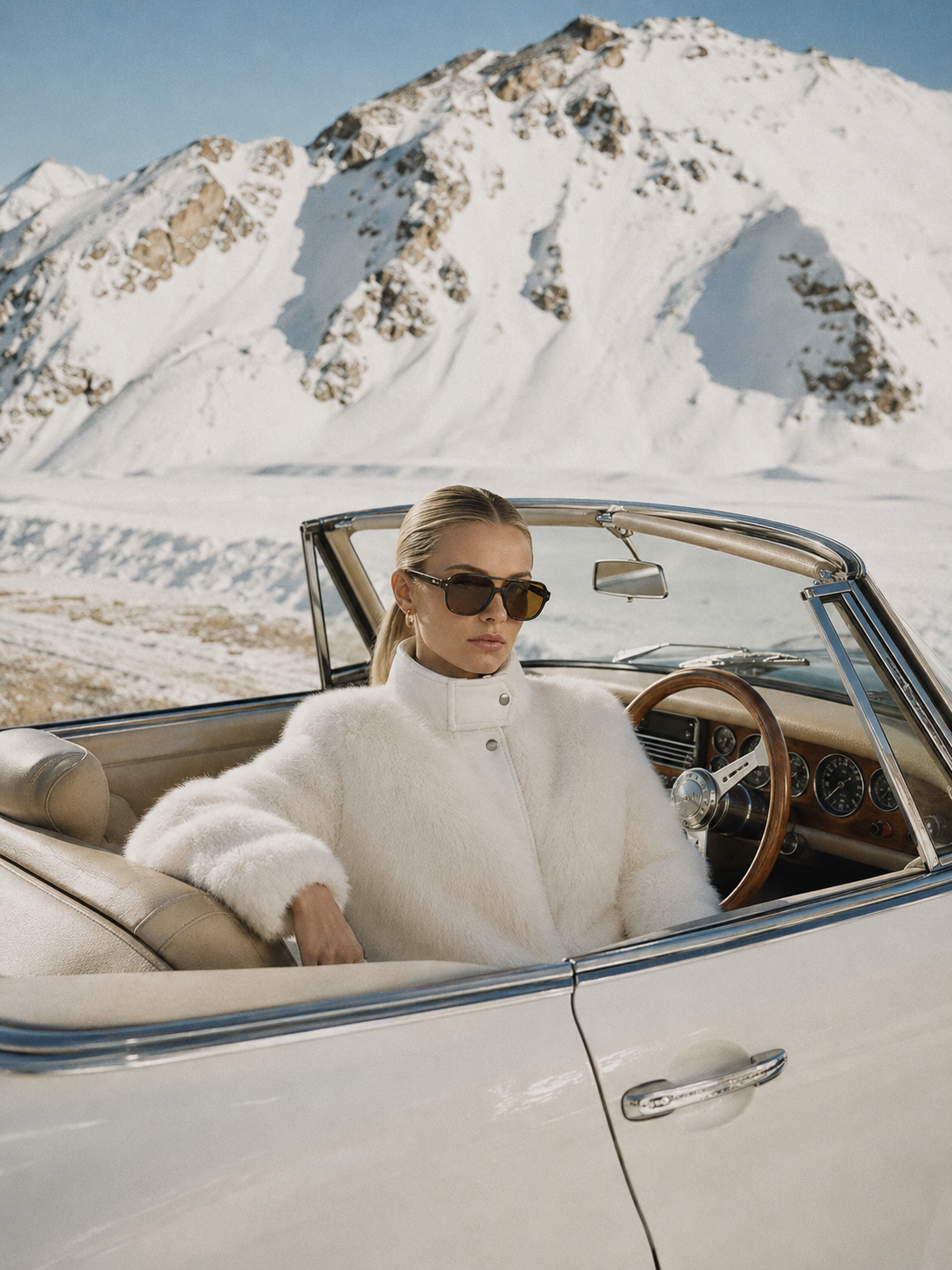 Leather & Faux Fur Bomber Jacket - White (Made to Order)