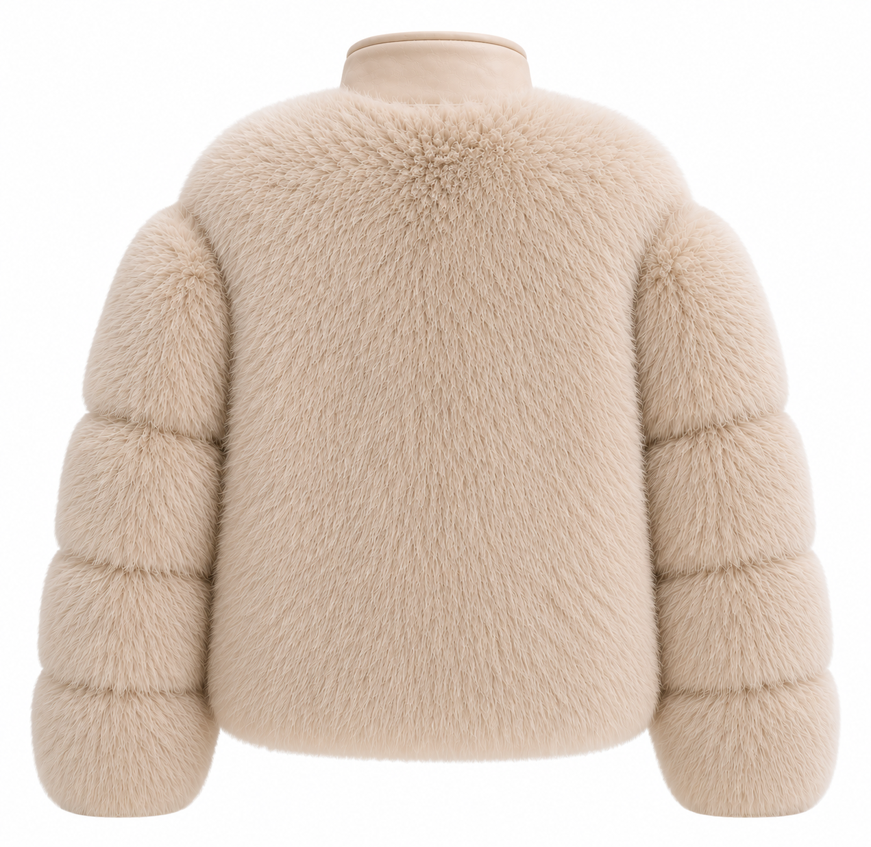 Leather & Faux Fur Bomber Jacket - Beige (Made to Order)