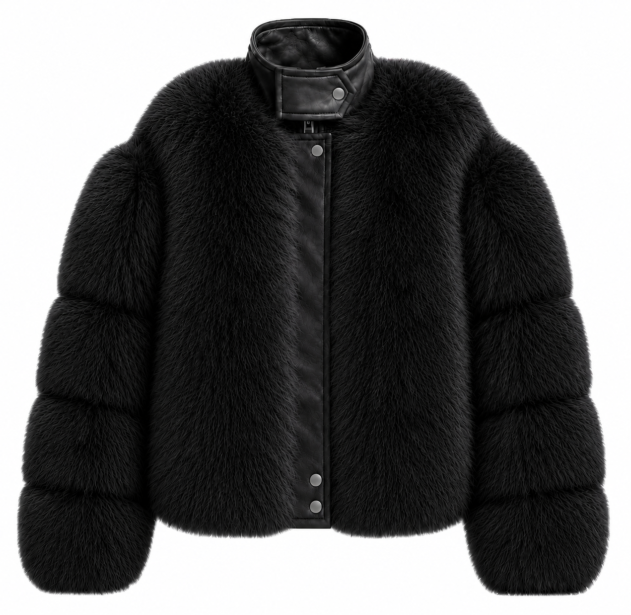 Leather & Faux Fur Bomber Jacket - Black (Made to Order)