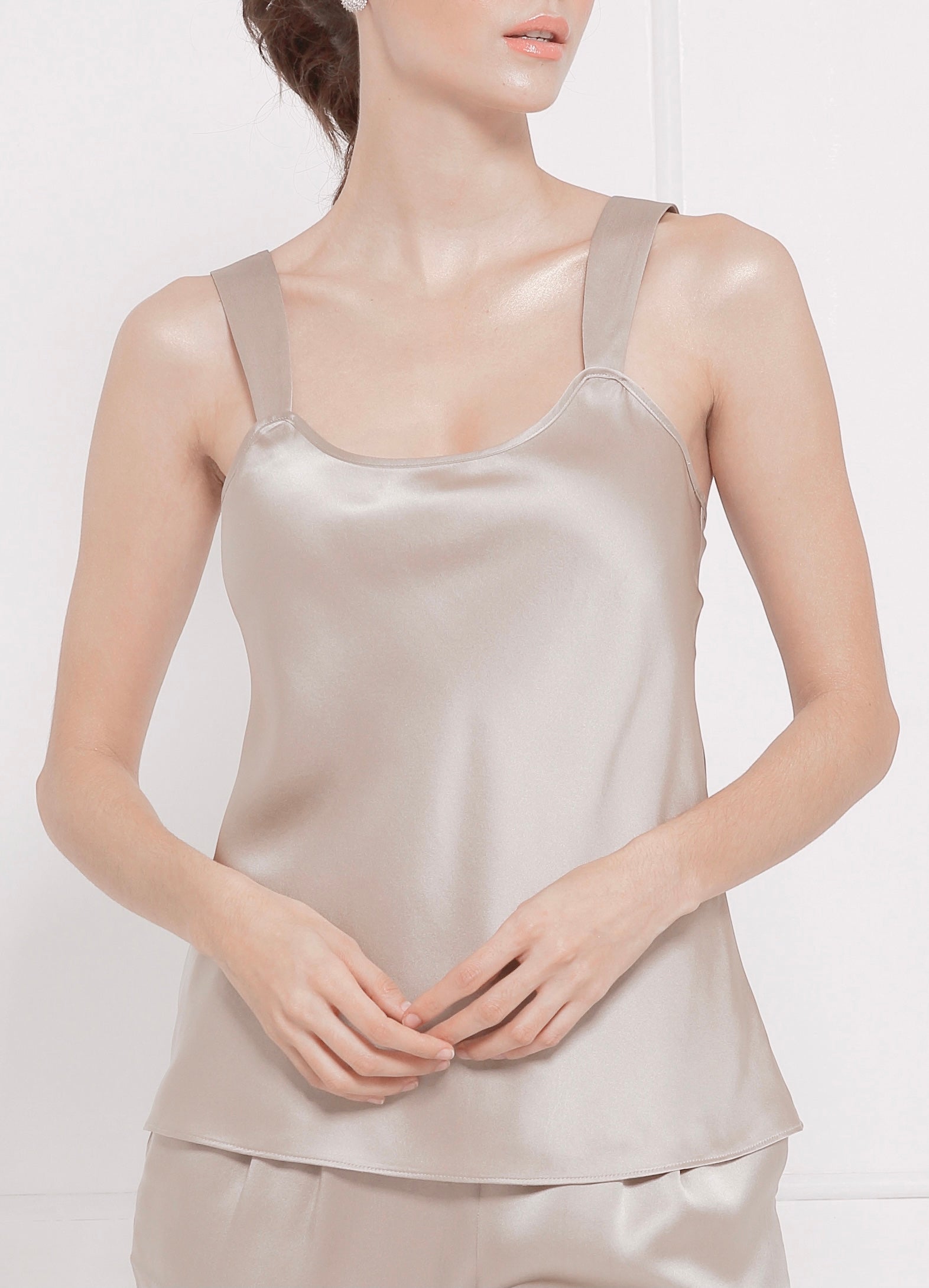 “Mila” Silk Top - Taupe