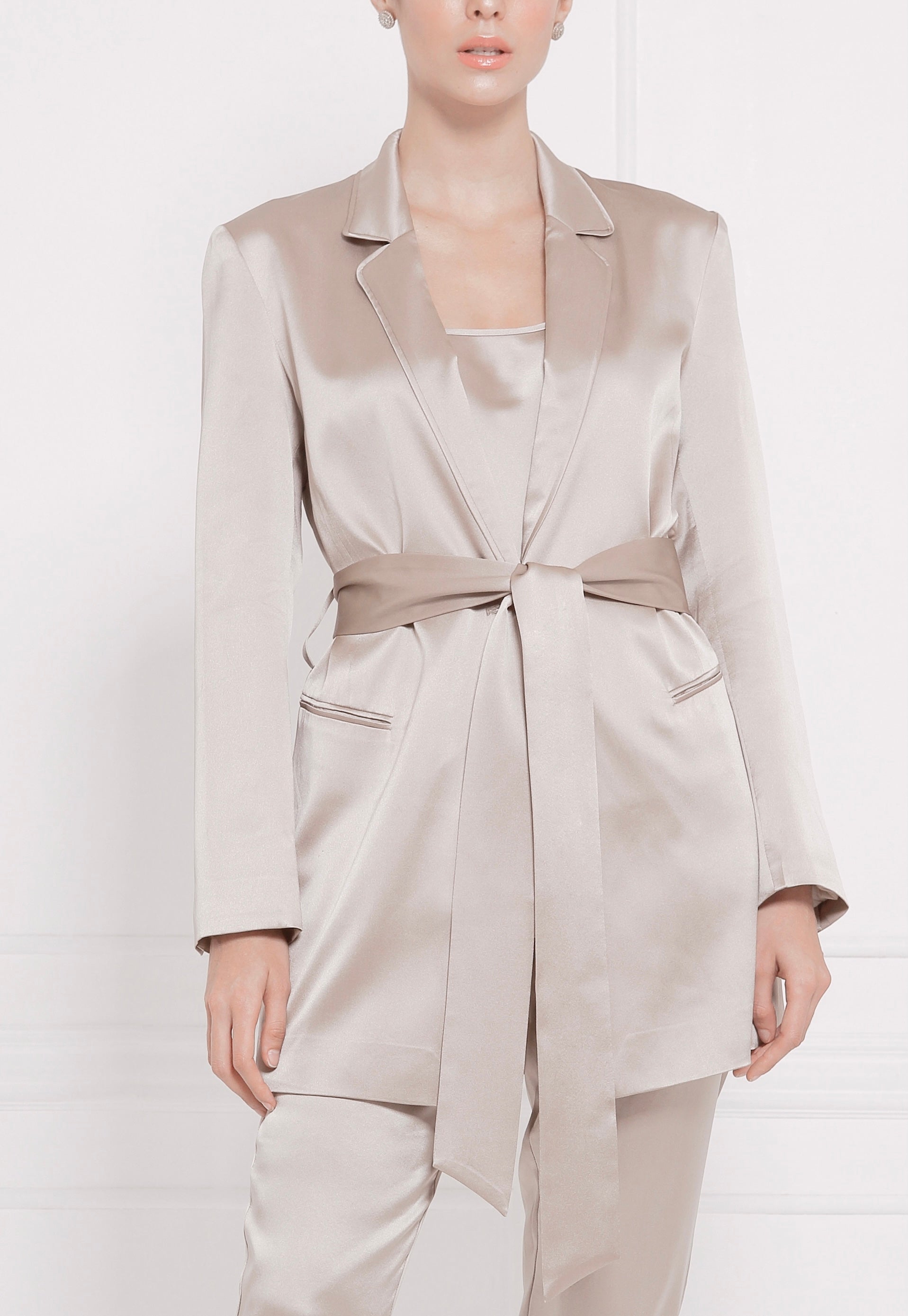 “Brooklyn” Silk Blazer - Taupe