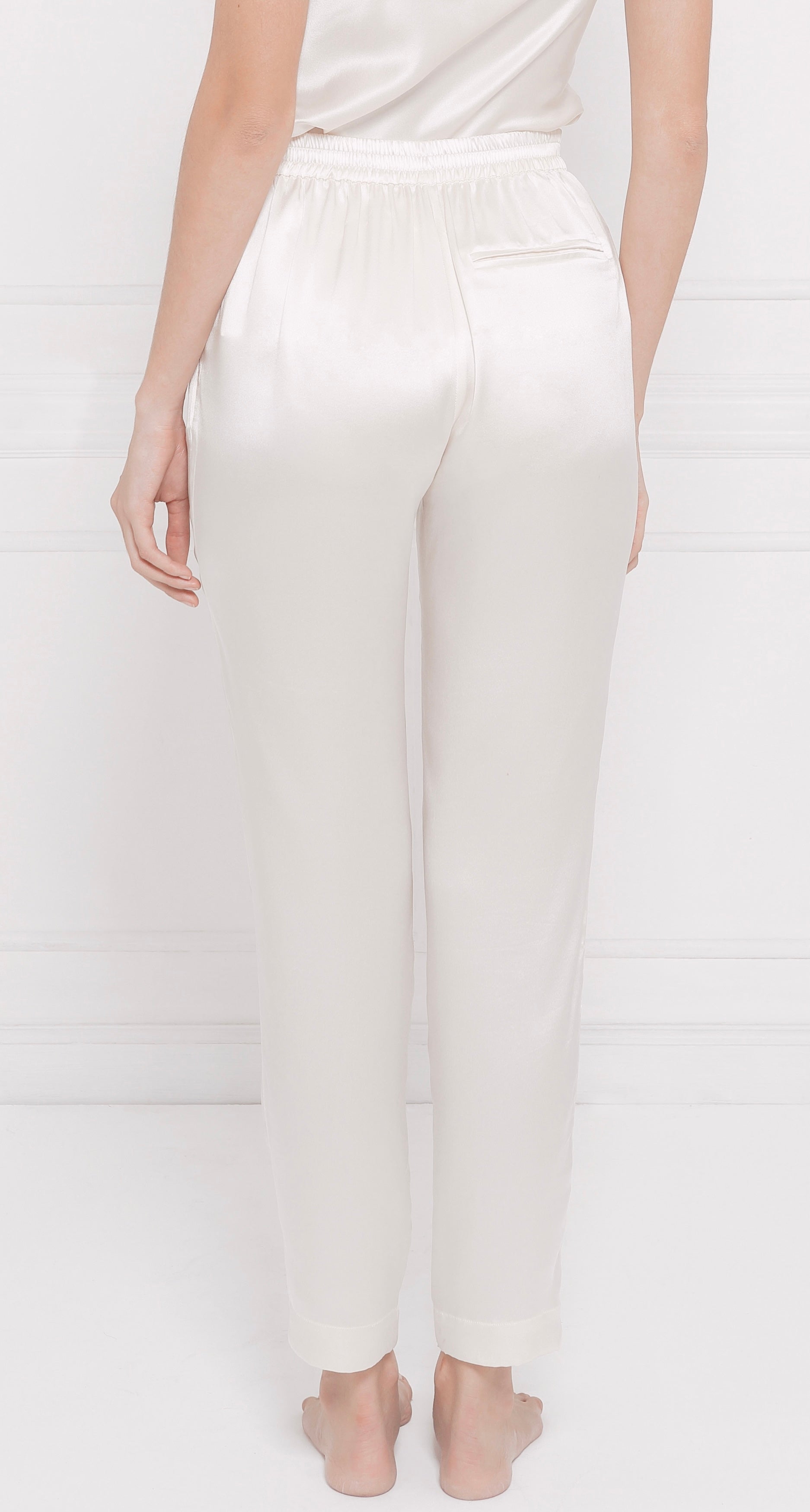 “Victoria” Silk Lounge Pants - Pearl