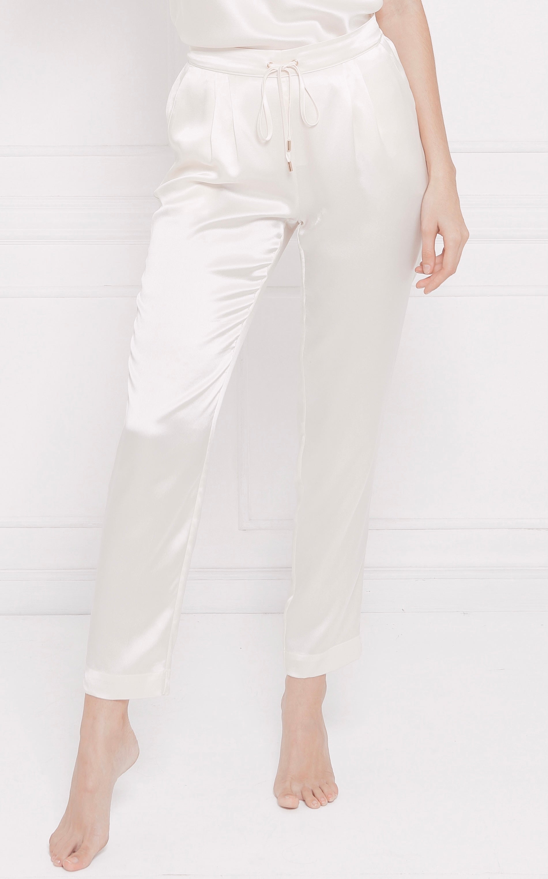 “Victoria” Silk Lounge Pants - Pearl